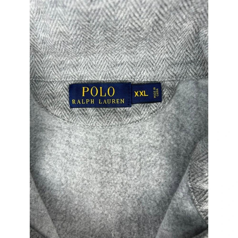 Polo Ralph Lauren Mens Grey Herringbone‎ Quarter Zip Pullover Sweater XL